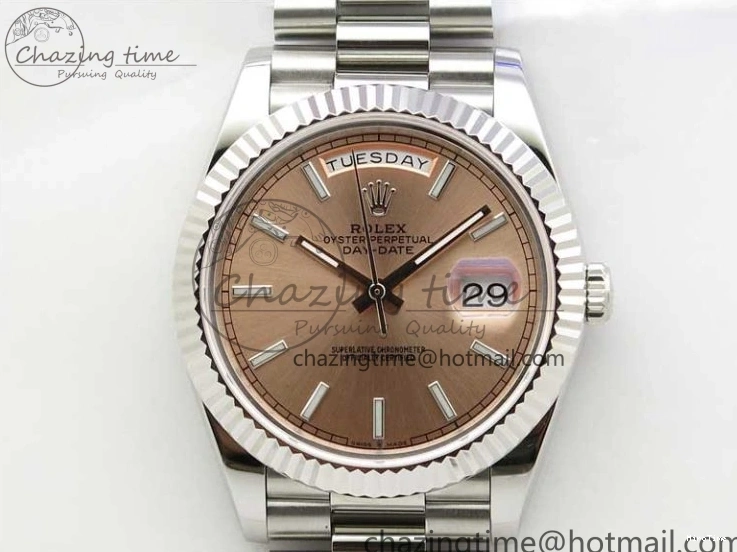 MiroTime 0111 Neat Day-Date 40mm 228239 BP New Dial Version 904 SS RG Stick Markers Dial on SS President Bracelet A 2819